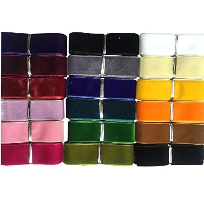 Image of Chenkou Craft 20 Yards 1&quot; Velvet Ribbon Total Colors Assorted Lots Bulk 25mm