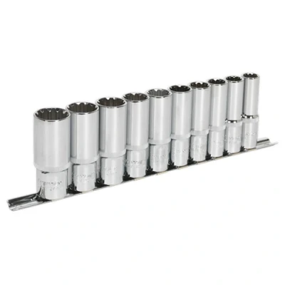 Image of Sealey Premier Socket Set 10pc Deep 1/2&quot;Sq Drive Total Drive®