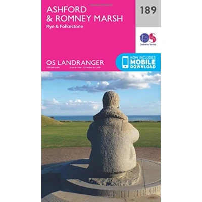 Image of OS Landranger 189 Ashford &amp; Romney Marsh, Rye Folkestone Map