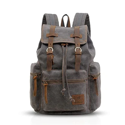 Image of FANDARE Retro 15.6 Inch Backpack for Laptop, Outdoor, Travel, Work, Student, Hiking, School Bags, Daypack Canvas, Grey, M, Leisure