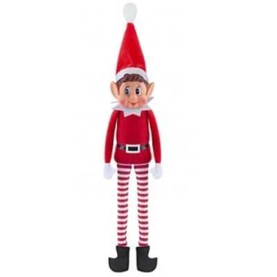 Image of Ozmoint 12 Inch Stripe Long Legged Elf Viny Face With Hat Soft Body Christmas Fun Boy Girl (Boy Elf)