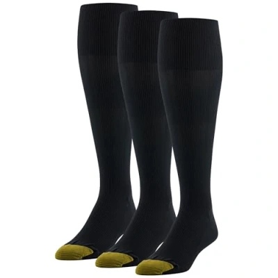 Image of Gold Toe Men&#039;s 3 Pack Metropolitan Over The Calf Dress Socks 10 13 / Shoe: 6 12.5 Black