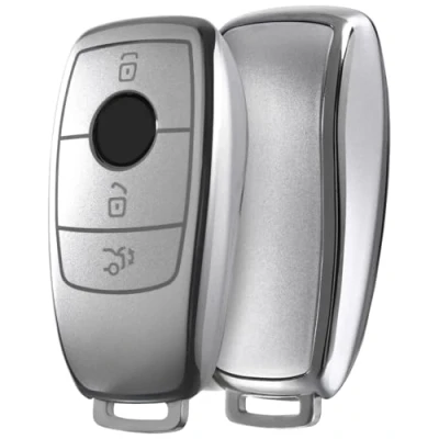Image of OATSBASF Car Key Cover For Mercedes Benz, Protective Benz E Class 2017 S 2018 LS Silver