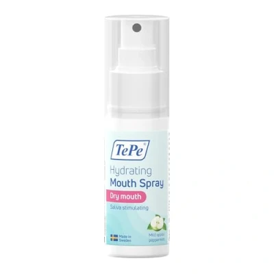Image of TePe Hydrating Mouth Spray for Dry Mouth, mild Apple and Peppermint, Fluoride to Ease The Feeling of Easy on go