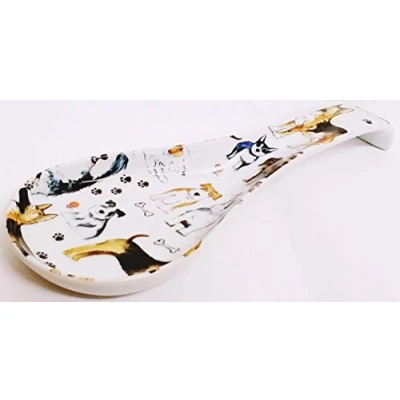 Image of Fromeuropewithlove Dogs Spoon Rest Large Ceramic Porcelain Dog Collage Hand Decorated in UK