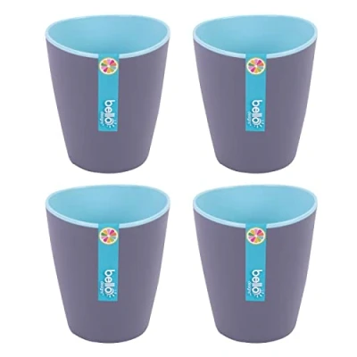Image of YöL Set of 4 Two Tone Plastic Tumblers Reusable Camping Summer Party BBQ Caravan Cups Glasses
