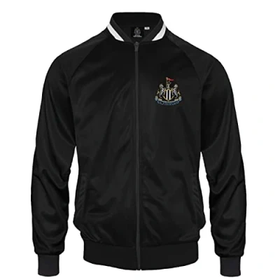 Image of Newcastle United FC Official Football Gift Mens Retro Track Top Jacket XXL Black