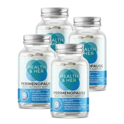 Image of Health &amp; Her Perimenopause Supplements for Women Wellbeing Support The Early Stage of Menopause 4 Month Supply, 240 Capsules Vegan Gluten Free