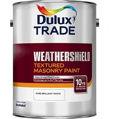Image of Dulux Trade Textured Masonry Paint Brilliant White 5 litres