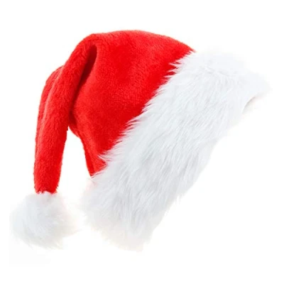 Image of Christmas Hat, Santa Xmas Holiday Hat for Adults, Unisex Velvet Comfort Hats Extra Thicken Classic Fur New Year Festive Party Supplie Adult
