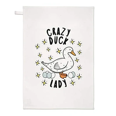 Image of Crazy Duck Lady Stars Tea Towel Dish Cloth