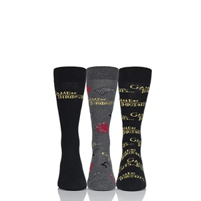 Image of 3 Pair Assorted Game of Thrones Logo Cotton Socks Unisex 11 14 Film &amp; TV Characters