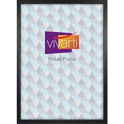 Image of Vivarti Thin Satin Black Picture Frame, 24&quot; x 18&quot; Frames 24 18 Frame Photo 24x18 with Clear Styrene Sheet &amp; Wall Mounted Hook inch Inches