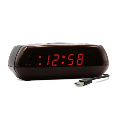 Image of Acctim Miramar Digital Alarm Clock Mains Powered with Battery Backup Red LCD Bedside