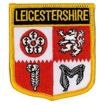 Image of Klicnow Leicestershire County (Shield) Embroidered Patch 6cm X 7cm (2 1/2&quot; 2 3/4&quot;)