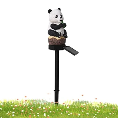 Image of Panda Solar Garden Stake Lights Outdoor Waterproof Resin LED Light with Decorative Lighting Lamp for Landscape Camping Patio Lawn Yard