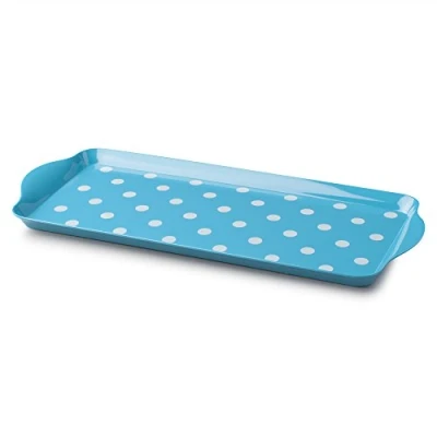 Image of Zeal G202A Melamine Dotty Serving Design Tray (38x17cm) Aqua