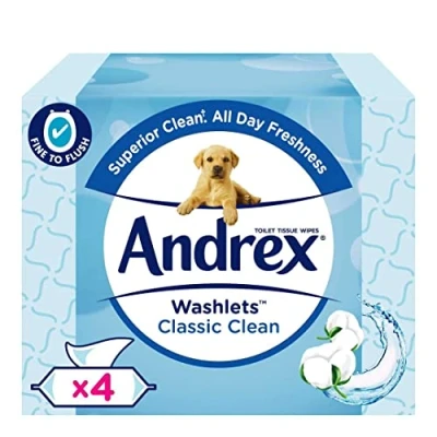 Image of Andrex Classic Clean Washlets, 4 x 40 wipes