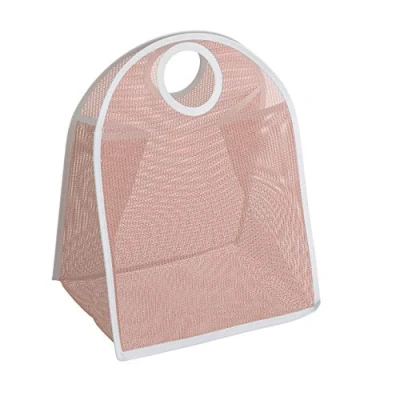 Image of Laundry Basket,Collapsible Nylon Bag, Dirty Clothes Basket Portable Hamper, Supermarket Carrier Bag (Pink)