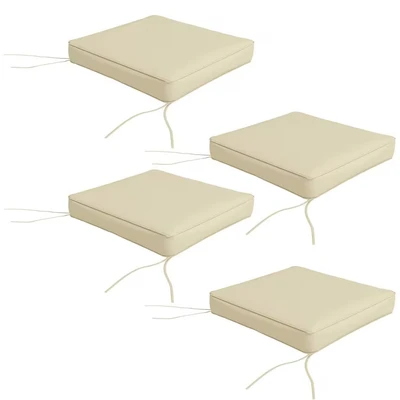 Image of Outsunny Set of 4 Outdoor Seat Cushions with Ties, Water Repellent Pads for Garden Patio Kitchen Office Chairs, Beige
