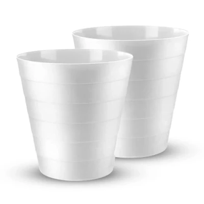 Image of MantraRaj Plastic Waste Paper Bin 6L Round Basket Trash Can Lightweight Rubbish for Kitchen, Bedroom, Bathroom, Outdoor Garbage Container Dustbin Pack Of 2 (White)
