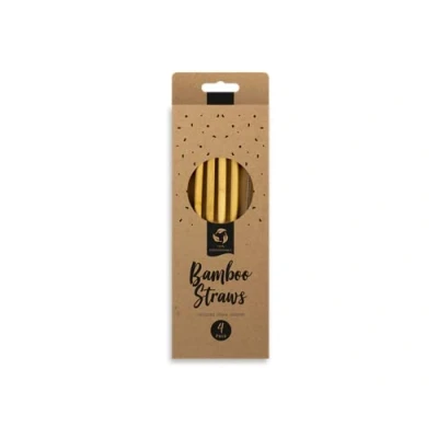 Image of Gem Imports Biodegradable Re Usable Bamboo Drinking Straws Pack of 4, (PAR4393GIMP)