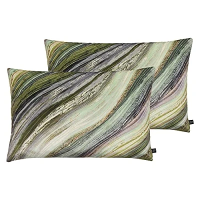 Image of Prestigious Textiles Heartwood Twin Pack Feather Filled Cushions, Evergreen, 40 x 60cm