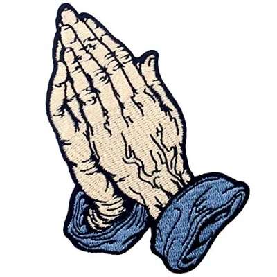 Image of ZEGIN Praying Hands Patch Embroidered Applique Badge Iron On Sew Emblem