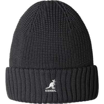 Image of Kangol Merino Wool Rib Beanie Beret, Black/White, One Size