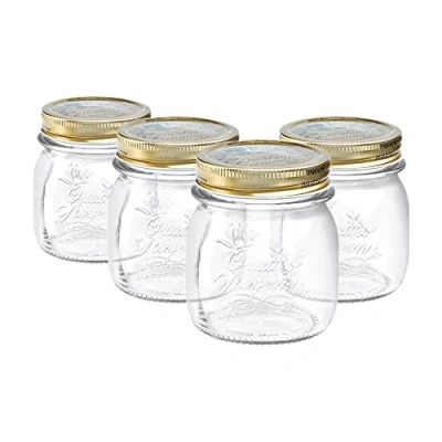 Image of Bormioli Rocco 4x Clear 250ml Quattro Stagioni Glass Preserving Jars Airtight Screw Lids Storage Canning Mason Jam Preserve Container Set