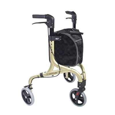 Image of NRS Healthcare Freestyle 3 Wheel Rollator, Ultra Lightweight 5 kg (11lb) Champagne Gold, P23049
