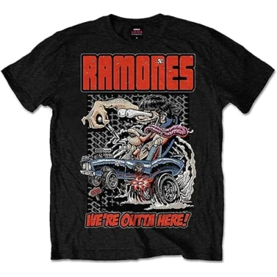 Image of ViyoK Ramones Men&#039;s Outta Here T Shirt for Unisex Adult Black L