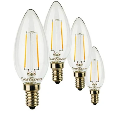 Image of SUNSEED 4 X E14 3W (Equivalent to 32W) Sapphire Filament LED Candle Light Bulb C35 Warm White 2700K