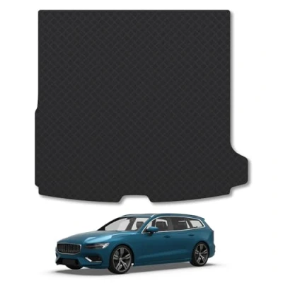 Image of Car Mat Co Rubber Boot Liner Compatible with Volvo V60 (2018+) Tailored Fit Heavy Duty Premium 3mm Protector Mat, Anti Slip, Durable and Waterproof Custom Dog Friendly