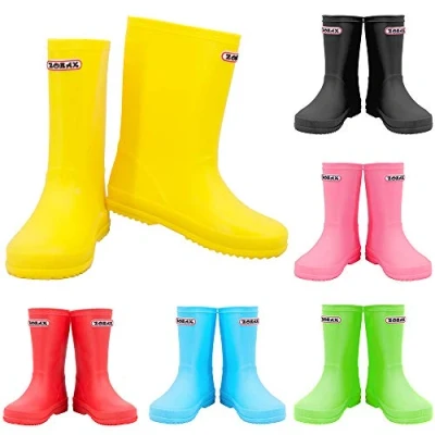 Image of Zorax UK10 Kids EU28 Yellow Girls Boys Waterproof Non Slip Motorbike Rain Boots Shoes Wellies Unisex Children Wellington