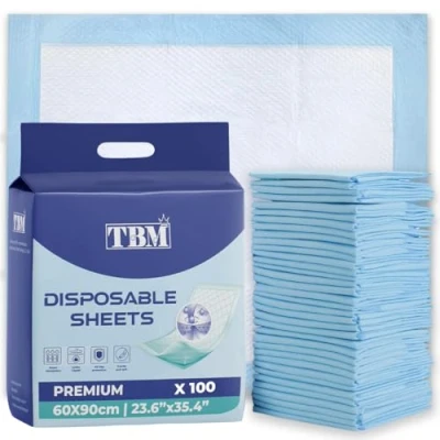 Image of TBM 100 Disposable Incontinence Bed Pads 60 x 90 Absorbent Underpad, Mats, Pads, Sheets, Sheets (2 PACK OF 50)