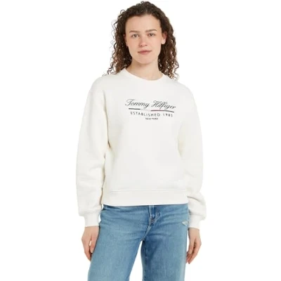Image of Tommy Hilfiger Women’s Round Neck Sweatshirt, Beige (Ancient White), L