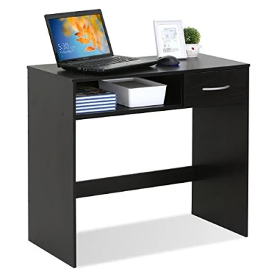 Image of Furinno Computer Study Desk with Drawer, Engineered Wood, Espresso, 81.8 (W) x 73.9 (H) 39.4 (D) cm