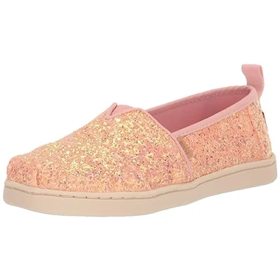 Image of TOMS Girl&#039;s Classic Alpargata Loafer Flat, Pink Quartz Chunky Glitter, 5 UK