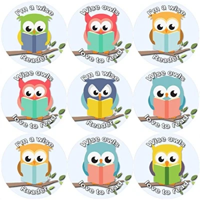 Image of 144 Reading Owls 30 mm Reward Stickers for School Teachers, Parents, Nursery
