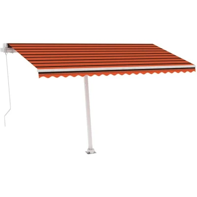 Image of vidaXL Freestanding Manual Retractable Awning 400x300 cm Orange/Brown