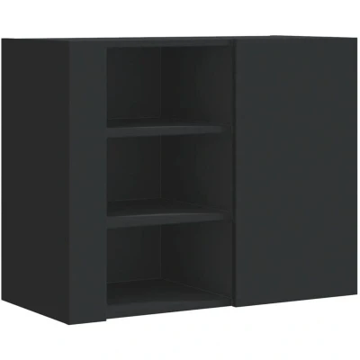 Image of vidaXL Wall Cabinet Black Engineered Wood Shelf with Six Compartments, Mounted Storage Organizer for Living Room, Bedroom, Kitchen 75x35x60cm