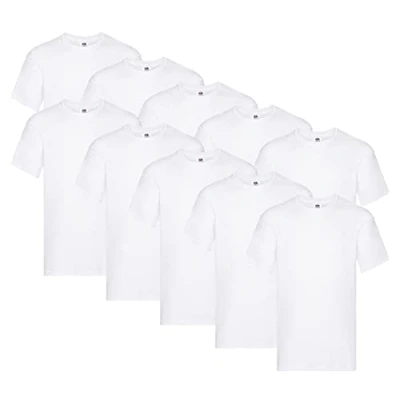 Image of Fruit of the Loom Men&#039;s Original T. T Shirt (Pack 10), 4x white + 3x black navy 1 Hl Kauf notepad, XXXXX Large