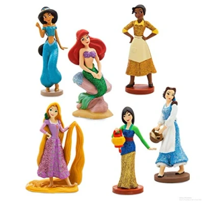 Image of Disney Store Playset Play Set Figurines Princess Rapunzel Mulan Ariel Bella Tiana Jasmine Original