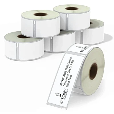 Image of BETCKEY 6 Rolls 99012 Self Adhesive Labels Compatible with DYMO S0722400, 36mm x 89mm, 1560 Large Address Using for LabelWriter 450 &amp; 4XL