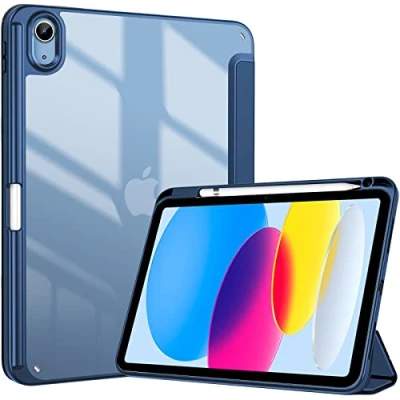 Image of ProCase for iPad 10th Generation Case with Pencil Holder 2022 10.9 Inch, Clear Back 10 Case, Gen A2696 A2757 A2777 Navy
