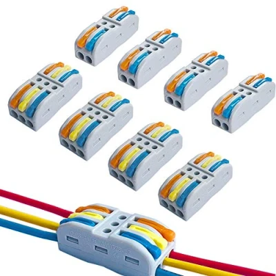 Image of QitinDasen 30Pcs Premium SPL 2 / 3 Lever Nut Wire Connectors, Conductor Compact Quick Splicing Connector Cable Clamp Terminal Block Spring (Multicolor Lever)