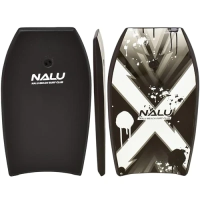 Image of Nalu Bodyboard with Leash Body Board Crescent Tail and XPE Core