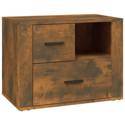 Image of vidaXL Bedside Cabinet Smoked Oak 60x36x45 cm Engineered Wood