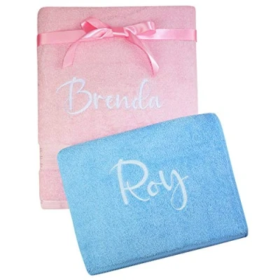 Image of TeddyTs Personalised His &amp; Hers Contrast Coloured Bath Towels Gift Set